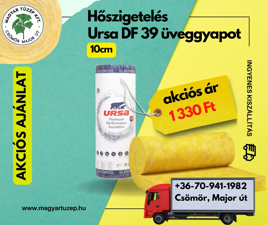 Ursa DF 39 üveggyapot 10cm ajánlat Magyar Tüzép 